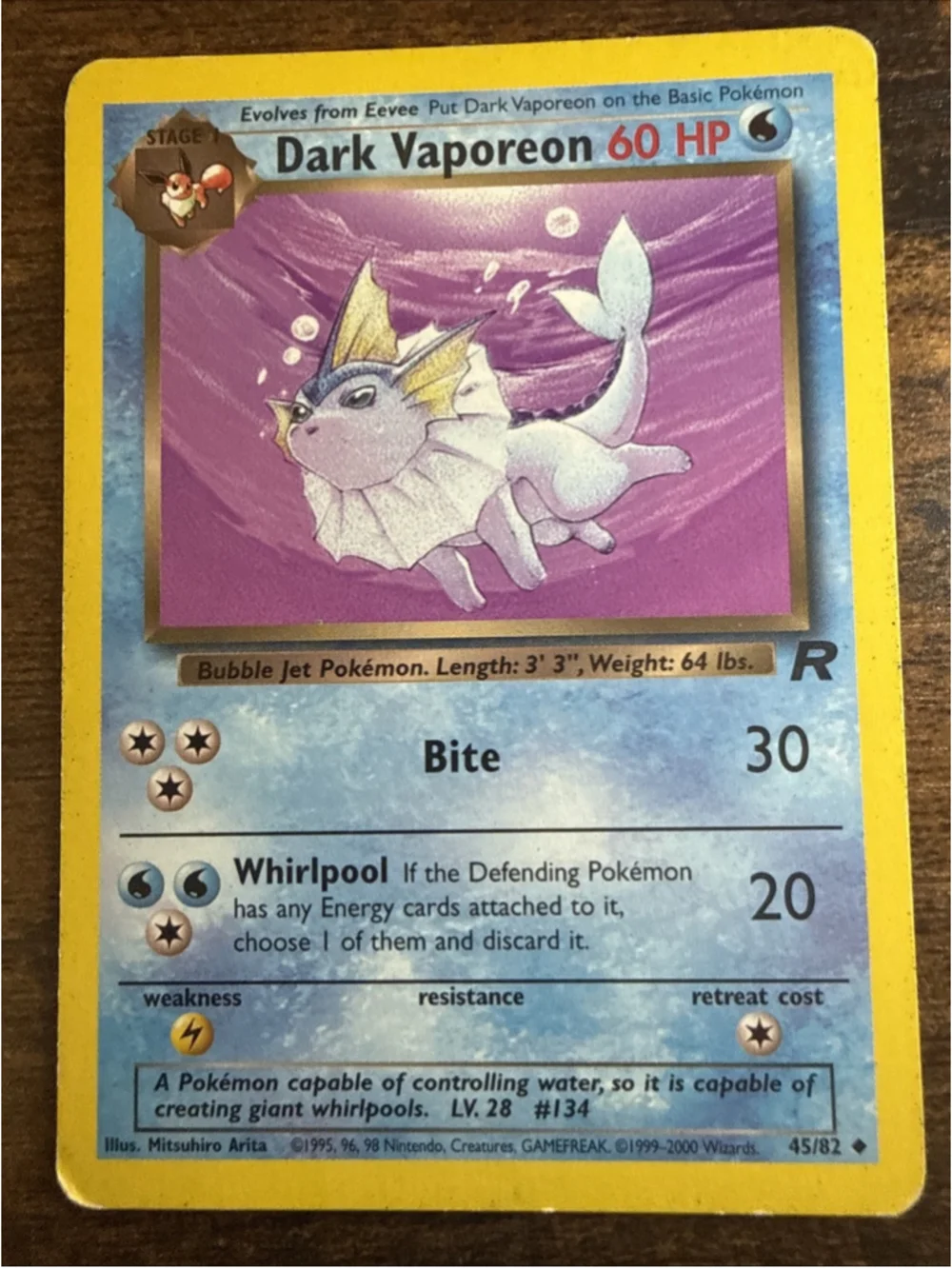 Dark Vaporeon 45/82 Team Rocket Regular